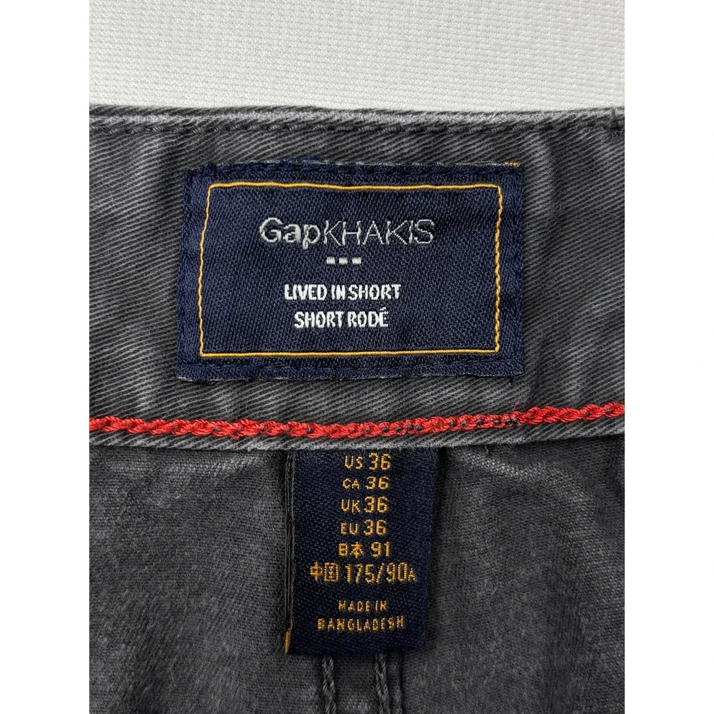 Gap Lived In Short Mens 36 Charcoal Gray‎ Chino Cotton Flat Front Casual Shorts